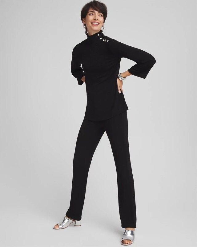 Travelers Mock Neck Diamond Button Tunic - image 2